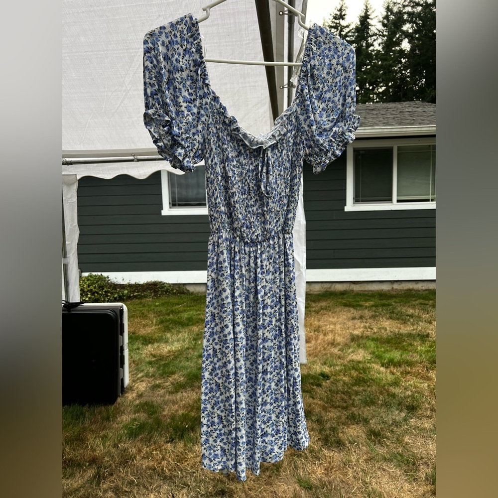 Timing Blue and White Floral Mini Dress
